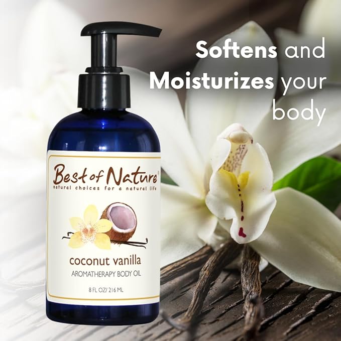 Best of Nature Coconut Vanilla Aromatherapy Massage Oil - Luxurious Blend with Coconut & Vanilla, Perfect for Spa Use, Relaxing Massage & Skin Hydration, Silky & Lightweight - Gallon (128 fl oz)