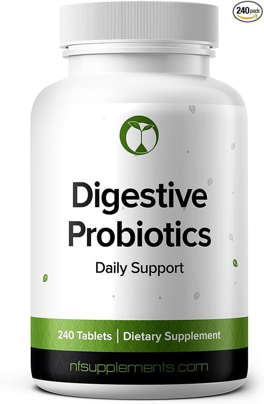 Probiotics for Digestive Health Supports Bloating & Regularity Supplement 240 Tablets 3 Billion CFU (240, Digestive Probiotics)