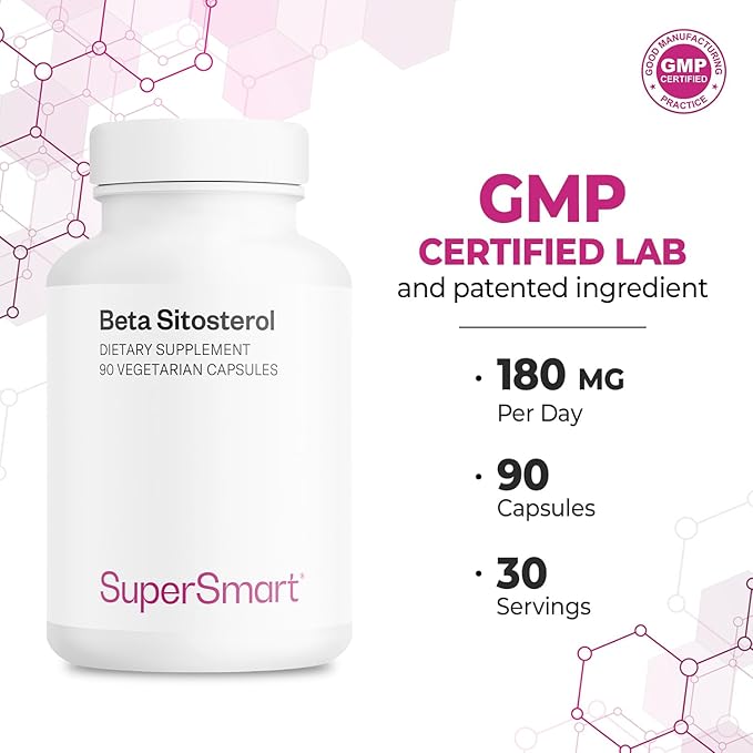 Supersmart - Beta-Sitosterol 180 mg Per Day (VegaPure ®) - Prostate & Urinary Health - Reduce Need to Urinate Frequently | Non-GMO & Gluten Free - 90 Vegetarian Capsules