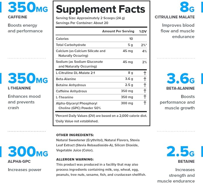 LEGION Pulse - All Natural Nitric Oxide Preworkout Drink to Boost Energy, Creatine Free, Naturally Sweetened, Beta Alanine, Citrulline, Alpha GPC (Berries and Cream)