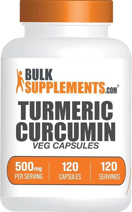 BulkSupplements.com Turmeric 500mg Extract Capsules - Curcumin Supplements, Turmeric Curcumin - Gluten Free,120 Veg Capsules (Pack of 1)