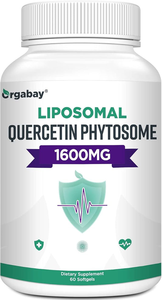 Orgabay Liposomal Quercetin Phytosome 1600 mg,Bromelain 200mg,Zinc 30mg,Vitamin C Turmeric 40 mg,Highest Absorption,Quercetin Complex, 60 Softgels