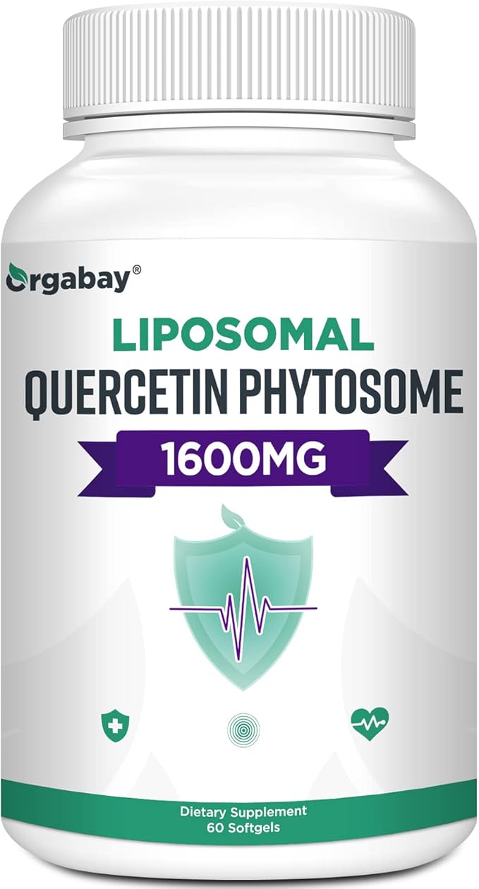 Orgabay Liposomal Quercetin Phytosome 1600 mg,Bromelain 200mg,Zinc 30mg,Vitamin C Turmeric 40 mg,Highest Absorption,Quercetin Complex, 120 Softgels