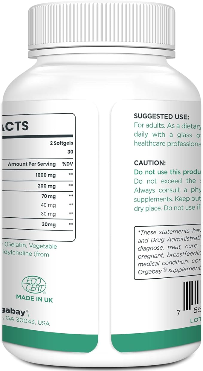 Orgabay Liposomal Quercetin Phytosome 1600 mg,Bromelain 200mg,Zinc 30mg,Vitamin C Turmeric 40 mg,Highest Absorption,Quercetin Complex, 120 Softgels