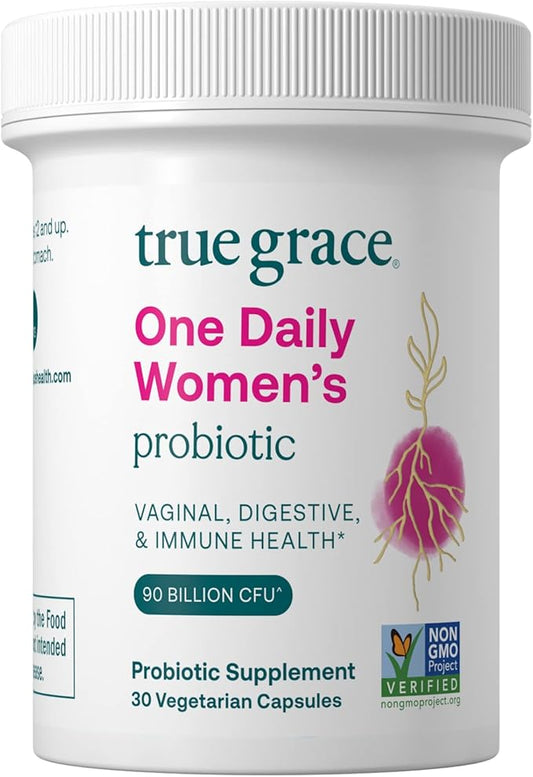 True Grace One Daily Women’s Probiotic - 30 Vegetarian Capsules - 90 Billion CFU - Digestive, Vaginal & Immune Health - Gluten & Soy Free