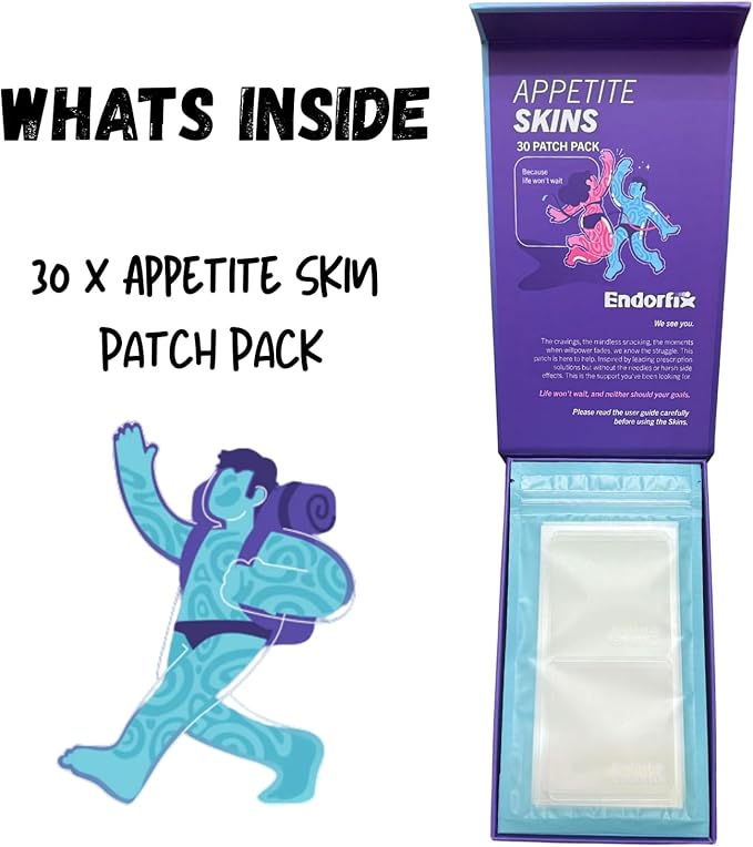 Appetite Support Skins – 30 Daily Transdermal Patches – with Green Tea Extract, Yerba Mate Extract, 5-HTP, Forskolin, Garcinia Cambogia – Plant-Based Craving Support,Vegan, Sugar-Free