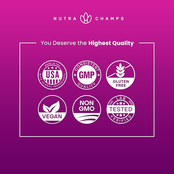 NutraChamps Resveratrol Supplement, Extra Strength Formula for Healthy Aging, Immune Support, 60 Vegan Capsules with Trans-Resveratrol, Green Tea Leaf, Acai Berry & Grape Seed Extract