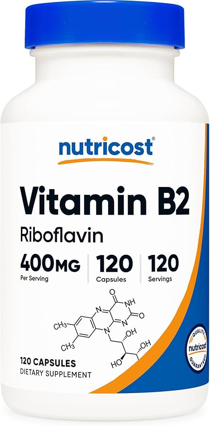 Nutricost Vitamin B2 (Riboflavin) 400mg, 120 Capsules - Gluten Free, Non-GMO