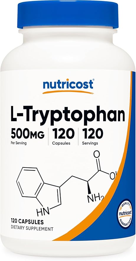 Nutricost L-Tryptophan 500mg, 120 Capsules - with BioPerine, Gluten Free, Non-GMO