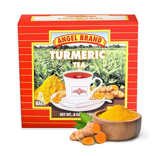Angel Brand Turmeric Tea Bags 20 - Natural Turmeric Tea with Curcumin for Inflammation, Supports Digestion & Immunity