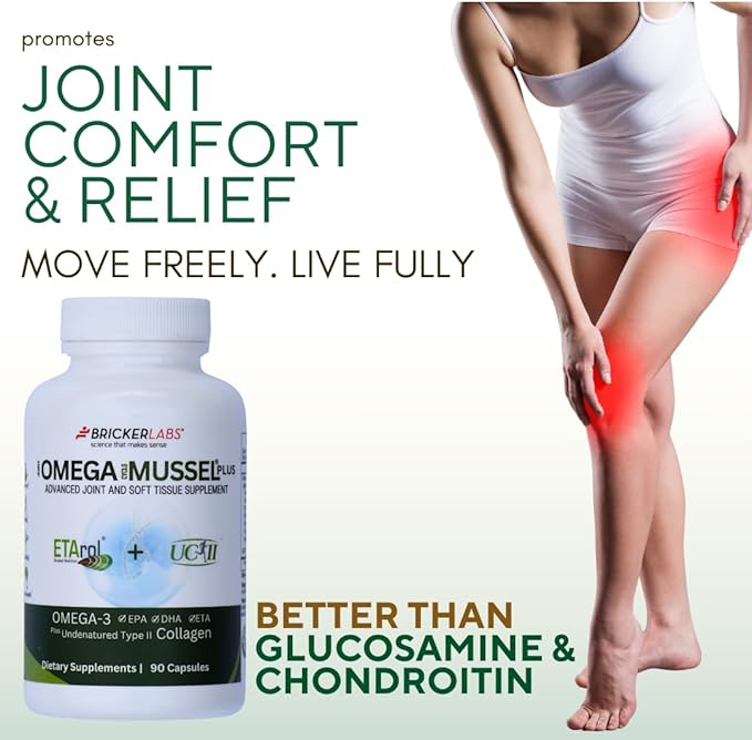 Omega Cyclo - Mussel Plus UC-II, Premium NZ Green Lipped Mussel Plus UC-II Undenatured Type II Collagen, The Ultimate Joint Supplement for Joint Health and Comfort, 90 Capsules