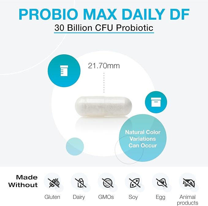XYMOGEN ProbioMax Daily 30B - Vegetarian, Dairy & Gluten Free Probiotics for Digestive Health - Women's & Men's Probiotic Nutritional Supplements - Formerly ProbioMax Daily DF (30 Capsules)