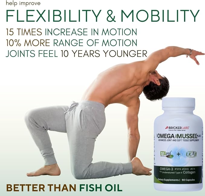 Omega Cyclo - Mussel Plus UC-II, Premium NZ Green Lipped Mussel Plus UC-II Undenatured Type II Collagen, The Ultimate Joint Supplement for Joint Health and Comfort, 90 Capsules