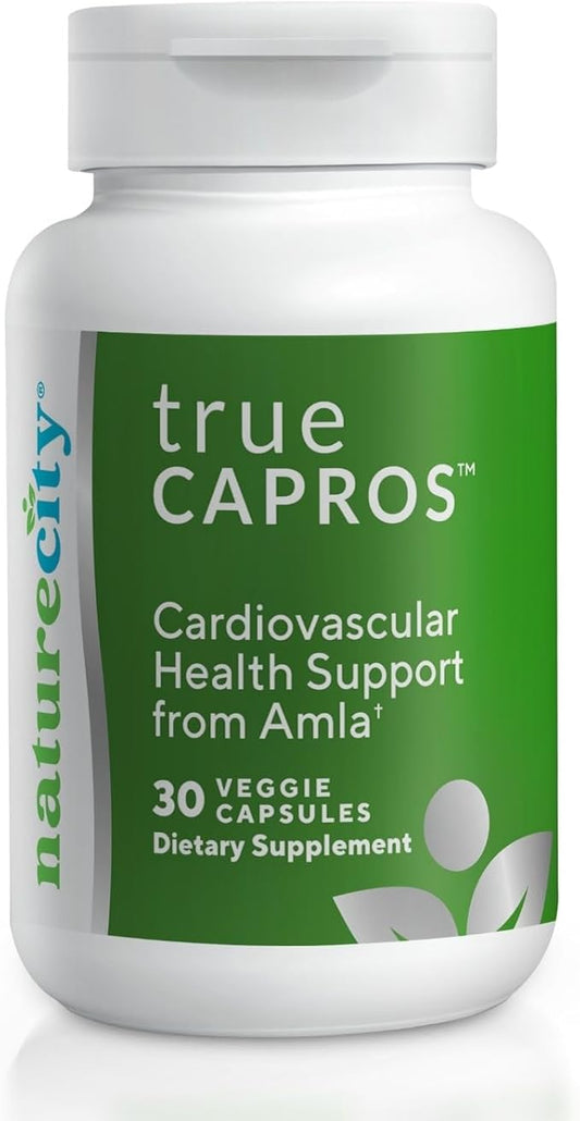 NatureCity True-Capros Amla Fruit Extract Supplement Polyphenol Antioxidant Power Supports Cardiovascular Heart Health (30 Veggie Capsules) Non-GMO Vegan Friendly and Soy Free