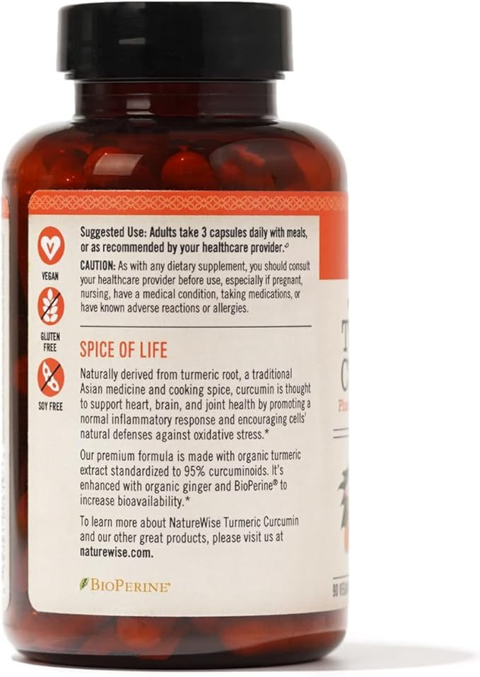 NatureWise Curcumin Turmeric 2250mg - 95% Curcuminoids & BioPerine Black Pepper Extract for Advanced Absorption - Daily Joint and Immune Health Support - Vegan, Non-GMO, 90 Count[30-Day Supply]