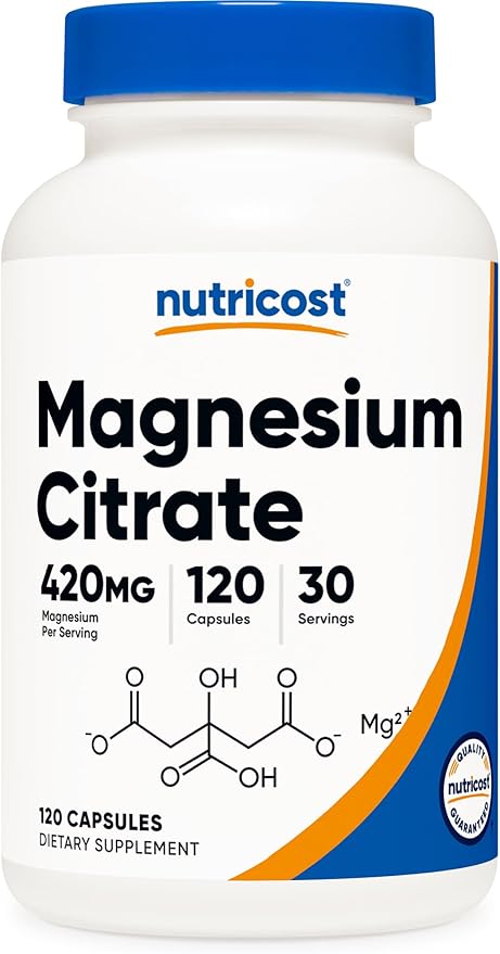 Nutricost Magnesium Citrate 420mg, 120 Veggie Capsules - 30 Servings, Gluten Free, Non-GMO Supplement
