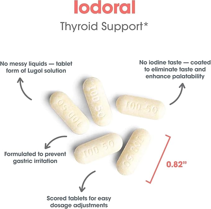 Optimox Iodoral 50 mg Supplement - Potassium Iodide Tablets, High Potency Iodine Supplements, Thyroid Support, Vitamins & Minerals - 90 Count
