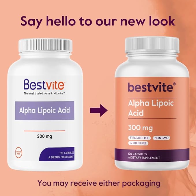 BESTVITE Alpha Lipoic Acid 300mg per Capsule (240 Capsules) (120 x 2) No Stearate - No Flow Agents - Non GMO - Gluten Free