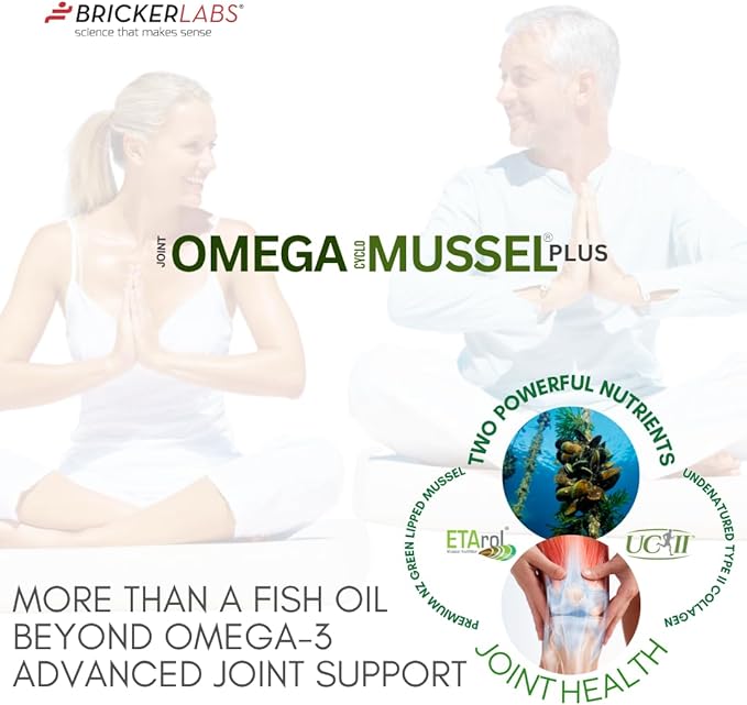 Omega Cyclo - Mussel Plus UC-II, Premium NZ Green Lipped Mussel Plus UC-II Undenatured Type II Collagen, The Ultimate Joint Supplement for Joint Health and Comfort, 90 Capsules