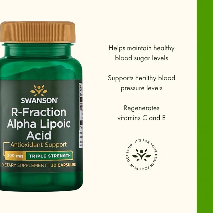 Swanson Triple Strength R-Fraction Alpha Lipoic Acid - Promotes Healthy Blood Pressure & Delivers Essential Nutrients - (30 Capsules, 300mg Each)