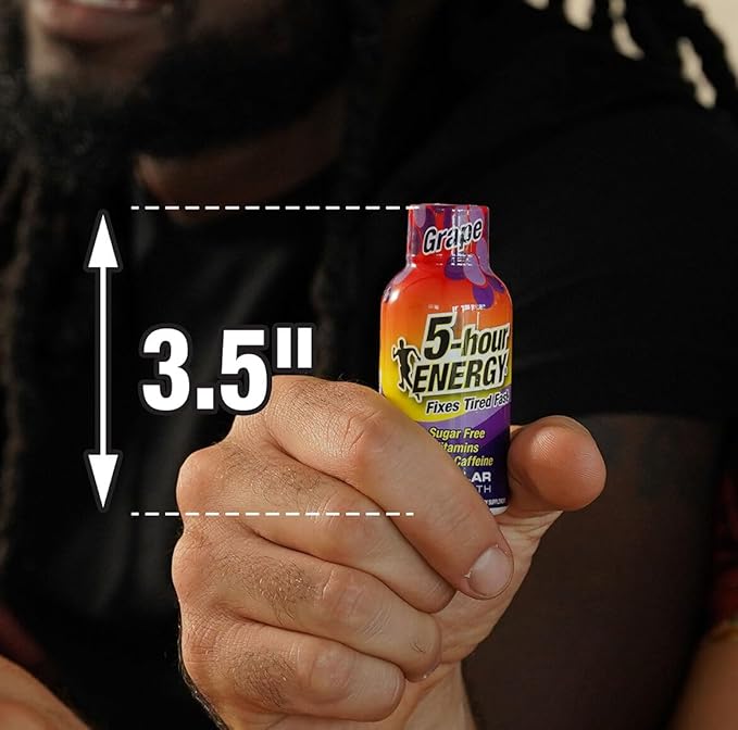 5-hour ENERGY Shots Regular Strength, Grape Flavor, 1.93 oz. 30 Count, Sugar Free, Zero Calories, Amino Acids and Essential B Vitamins, Dietary Supplement, Feel Alert and Energized, 200mg Caffeine