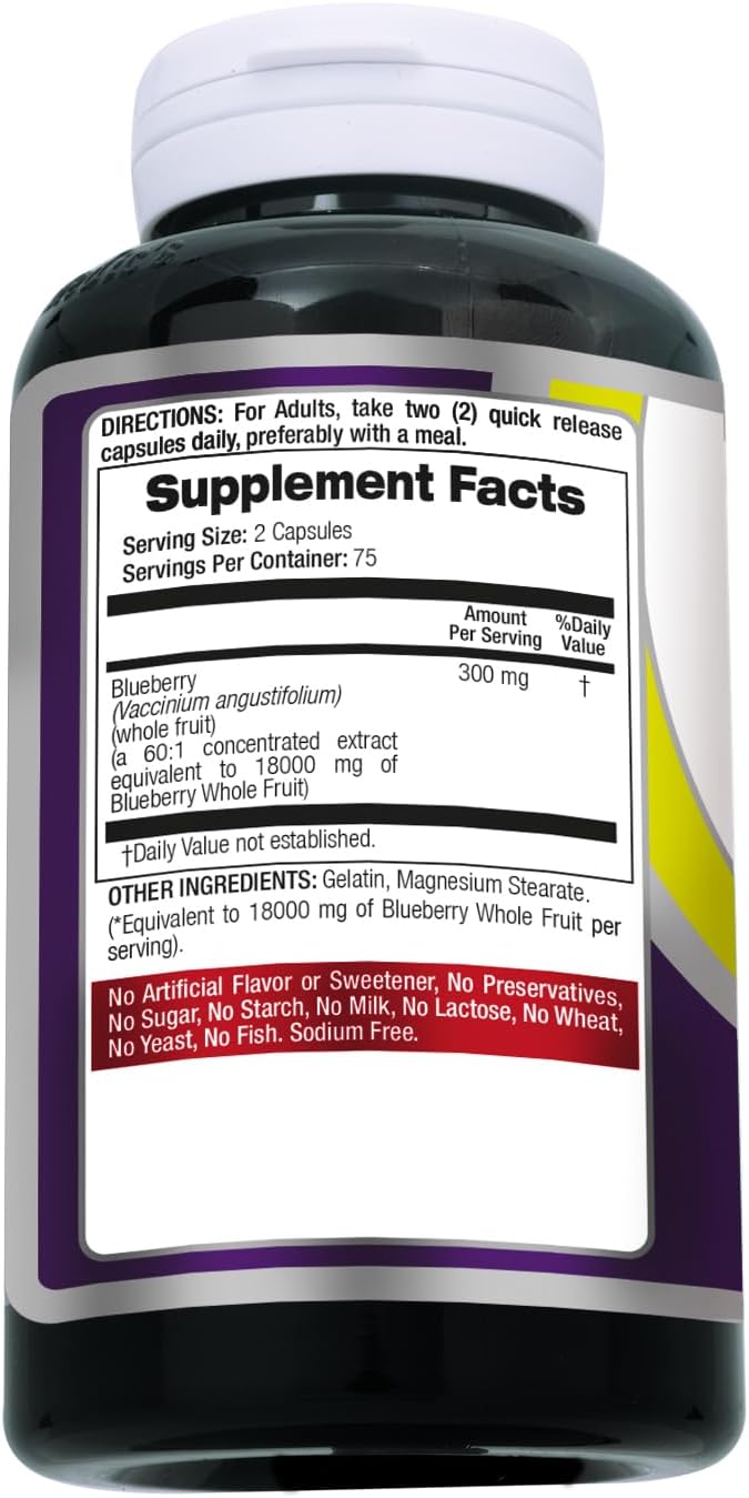 FITO MEDIC'S Blueberry | Blueberry Extract Capsules | 150 Capsules | Concentrated Extract | Highly Absorbable Herbal Supplement