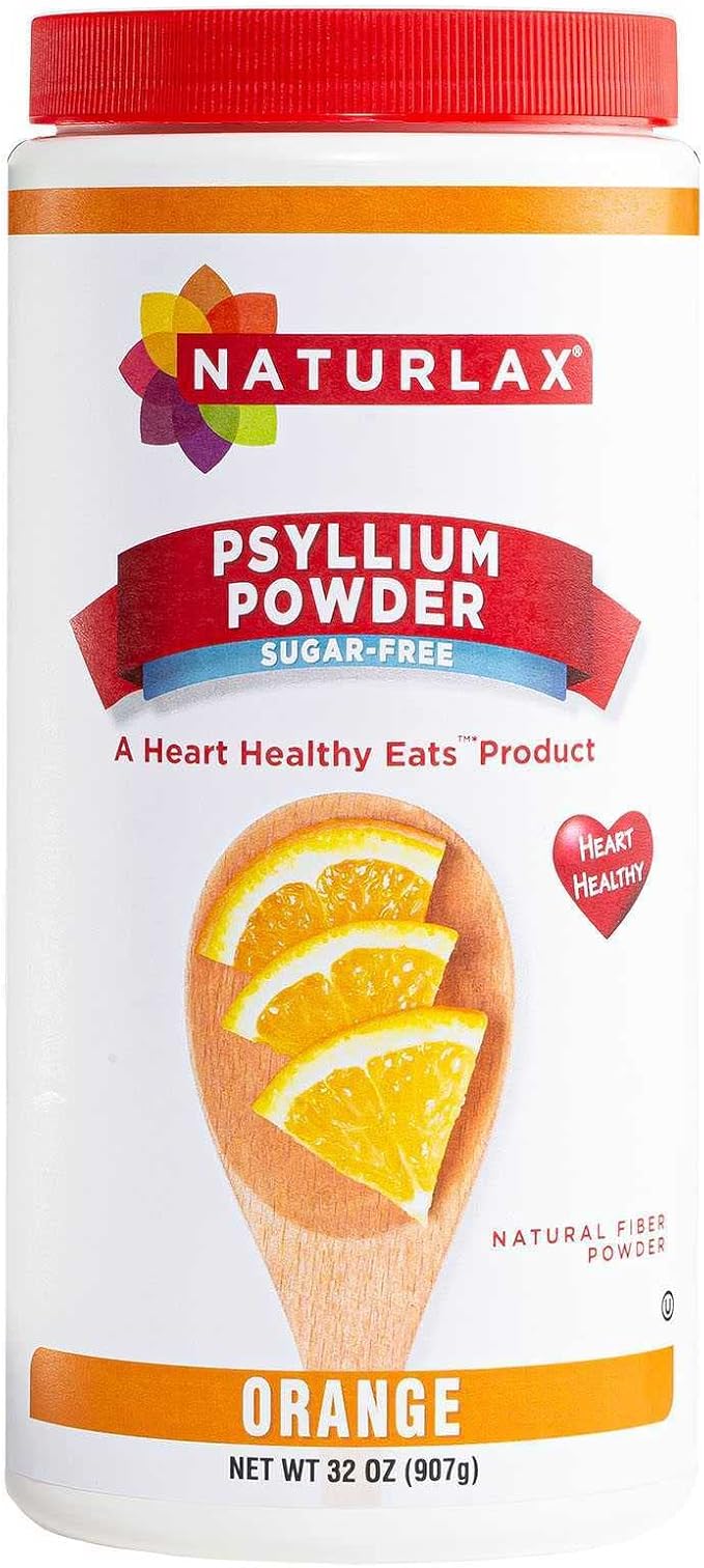 Sugar-Free Psyllium Husk Fiber Powder, Orange Flavored 32 oz