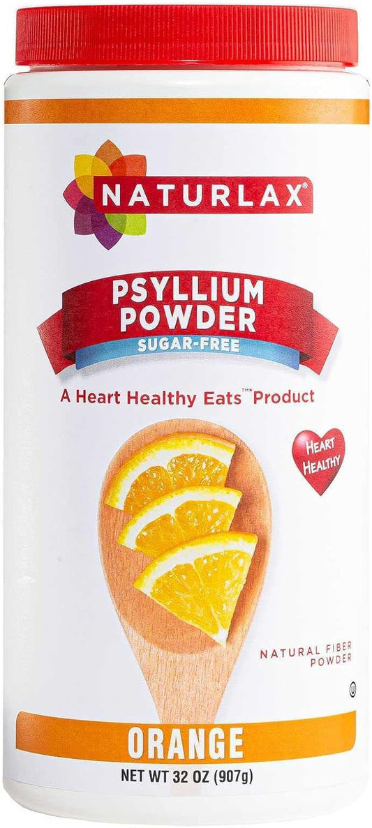 Sugar-Free Psyllium Husk Fiber Powder, Orange Flavored 32 oz