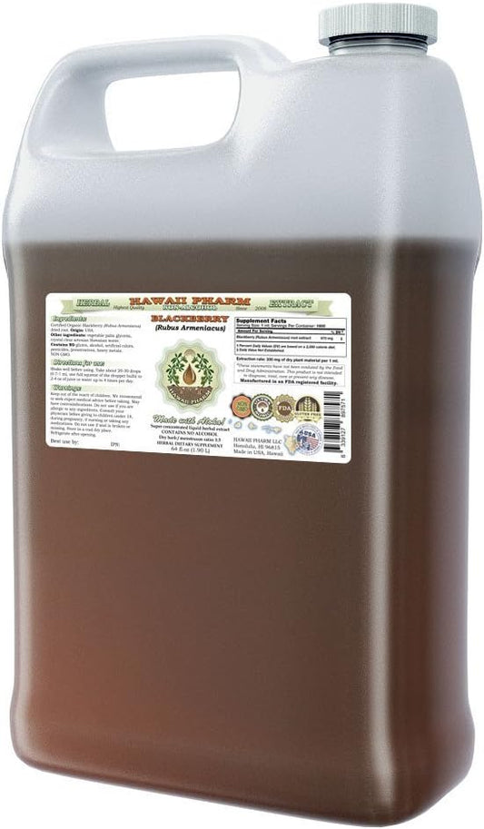BlackBerry Alcohol-Free Liquid Extract, BlackBerry (Rubus Armeniacus) Root Glycerite Hawaii Pharm Natural Herbal Supplement 64 oz