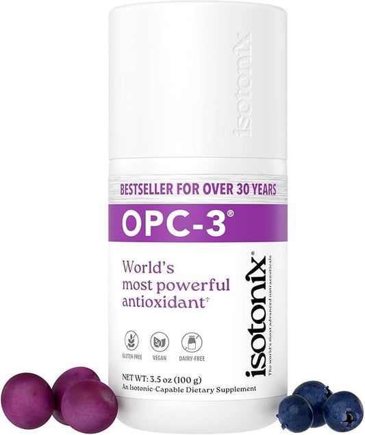 OPC-3 Isotonix - Antioxidant Supplement - Pycnogenol, Grape Seed Extracts, Bilberry, Red Wine & Pine Bark Extracts - for Heart & Circulatory Support - Isotonic, Vegan, Gluten Free - 30 Servings