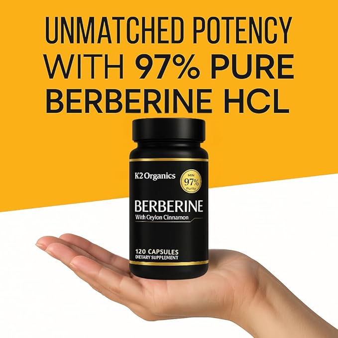 Berberine with Ceylon Cinnamon 1200mg – 97% Purity- Non-GMO, Gluten-Free, Lab-Tested Vegan Berberine Supplement (120 Count)