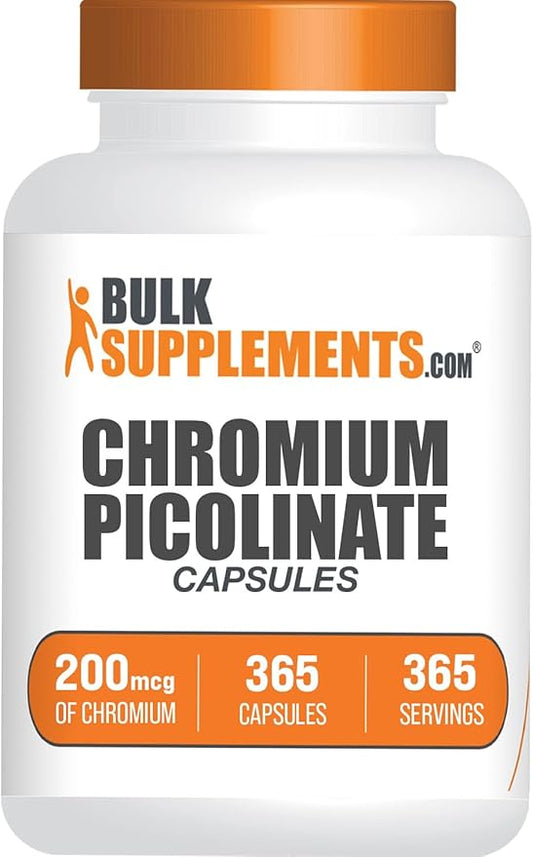 BulkSupplements.com Chromium Picolinate Capsules - Chromium Supplement, Mineral Supplement - Gluten Free, 1 Capsule per Serving, 365 Count (Pack of 1)