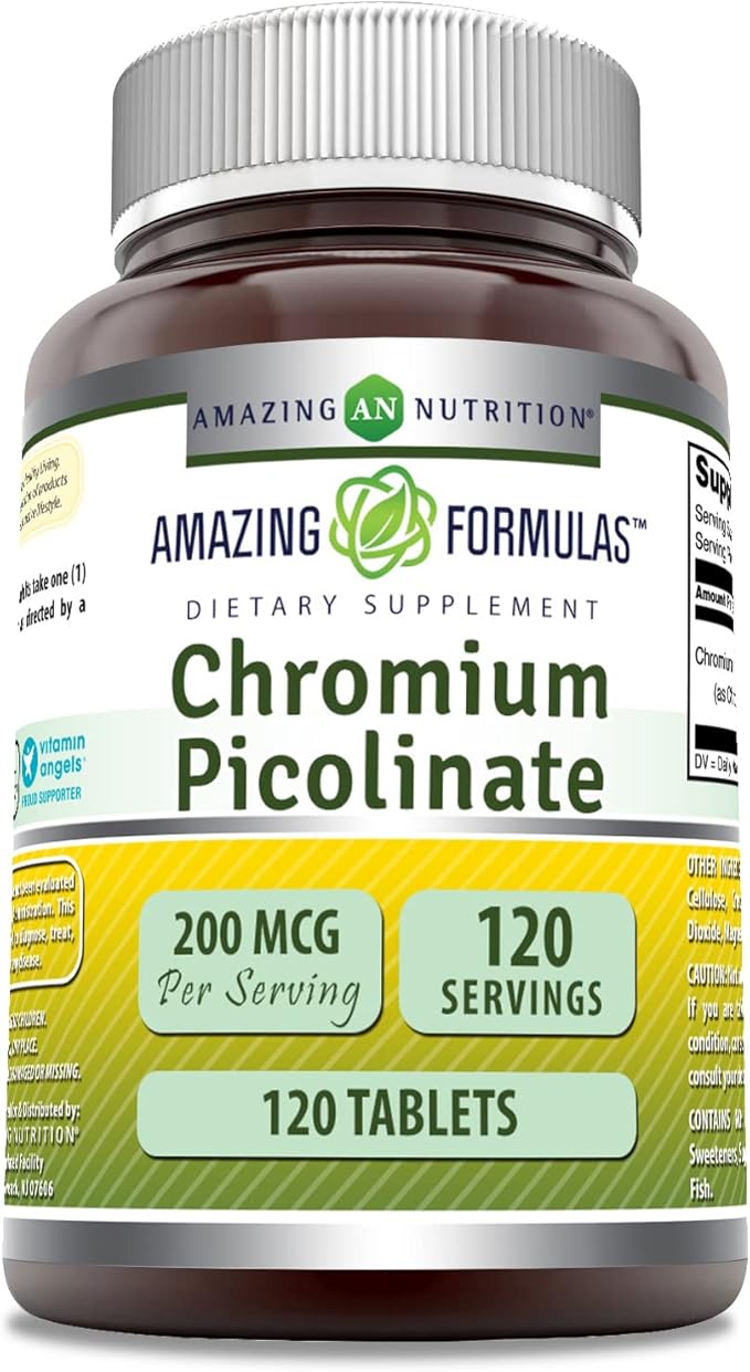 Amazing Formulas Chromium Picolinate Supplement | 200 Mcg Per Serving | Tablets | Non-GMO | Gluten Free | Made in USA (120 Count)