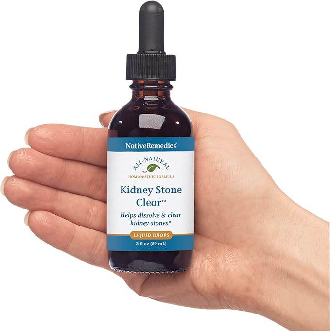 Native Remedies Kidney Stone Clear - Natural Homeopathic Formula Temporarily Helps Dissolve and Clear Kidney Stones - Relieves Pain, Nausea and Vomiting - 59 mL