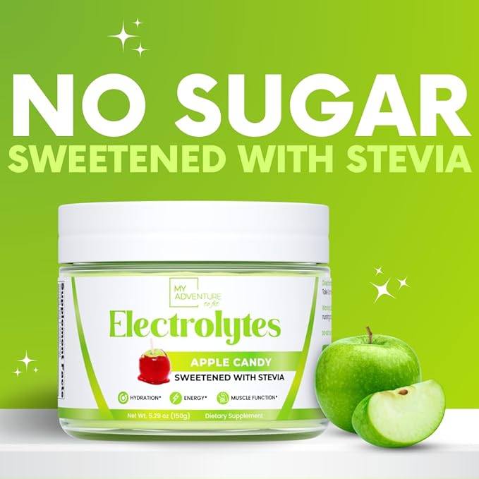 Zero Sugar - Apple Candy Electrolytes Powder - Refreshing Hydration - Caffeine Free Energy with All Natural Ingredients - Vegan, Keto, and Paleo - Sugar Free Electrolytes Drink Mix - with 30 Servings