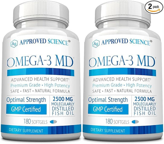 Omega-3MD - Fish Oil EPA & DHA - Improve Cognitive Health - 2 Bottles - 6 Month Supply