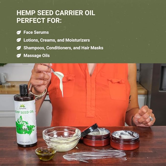 Hemp Seed Oil Direct from Canada - Hemp Seed Oil for Hair, Skin, Body - 16oz