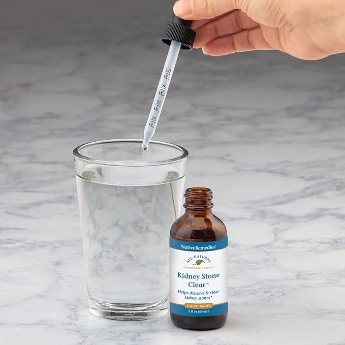 Native Remedies Kidney Stone Clear - Natural Homeopathic Formula Temporarily Helps Dissolve and Clear Kidney Stones - Relieves Pain, Nausea and Vomiting - 59 mL