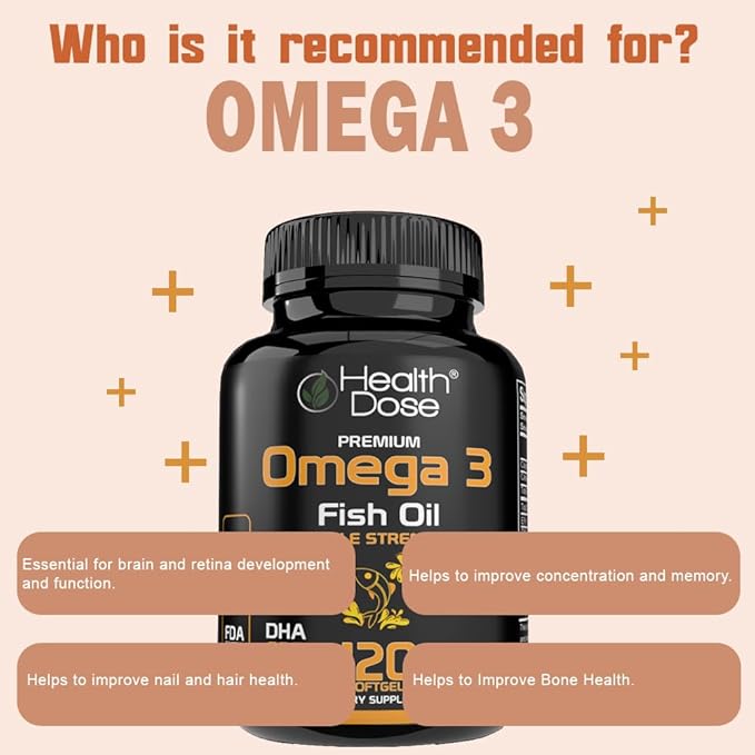 Omega 3 Fish Oil – Lemon-Flavored Softgels with EPA & DHA for Brain, Heart, and Wellness Support – Easy-to-Digest, No Fish Burps – 120 Softgels, Pack of 2
