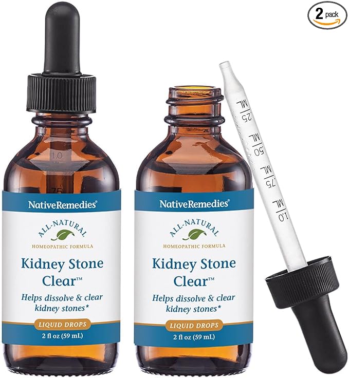 Native Remedies Kidney Stone Clear - Helps Dissolve and Clear Kidney Stones - Relieves Pain, Nausea and Vomiting - 2 Pack