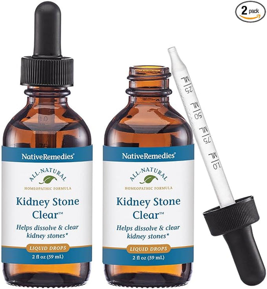 Native Remedies Kidney Stone Clear - Helps Dissolve and Clear Kidney Stones - Relieves Pain, Nausea and Vomiting - 2 Pack