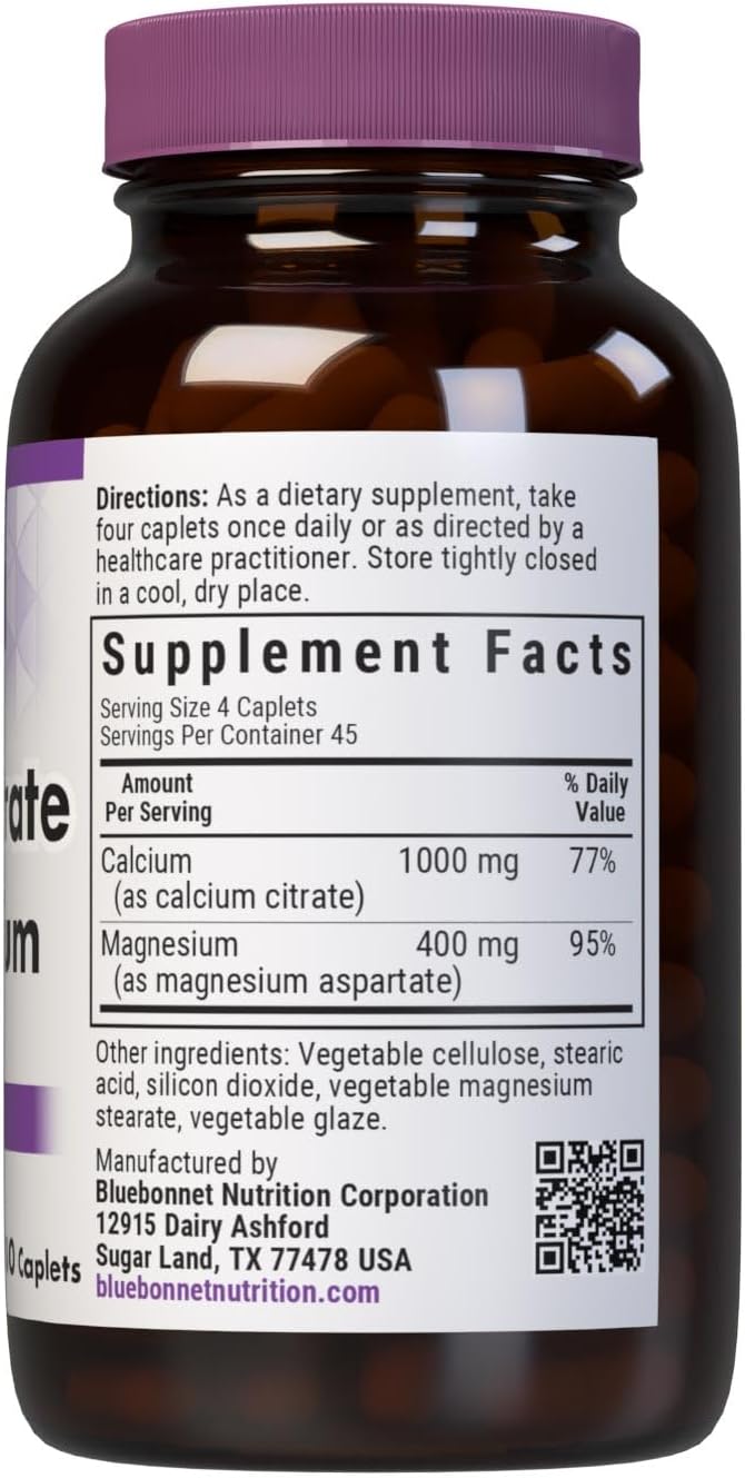BlueBonnet Calcium Plus Magnesium Caplets, 180 Count