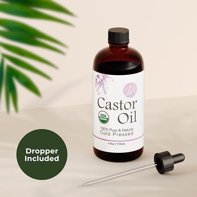 Healing Solutions Oils - 4 oz Castor Oil Organic Pure Natural, Cold Pressed, Hexane & Chemical Free Natural Solution, Lash Serum, Stimulates Growth For Hair, Eyelash, Eyebrows, Scalp & Beard - 118ml