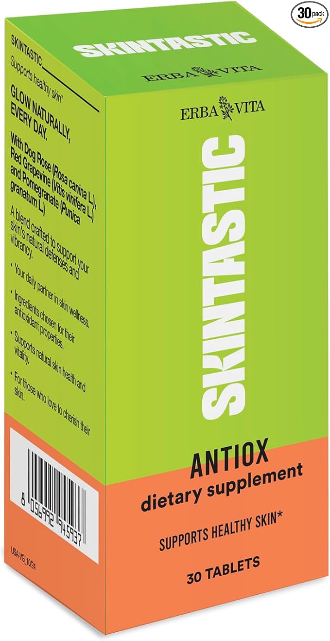Skintastic Antiox 30 Tablets - Dietary Supplement with Antioxidant Properties, Beta Carotene, Astaxanthin, Coenzyme Q10, Lycopene and Selenium to Support Healthy Skin
