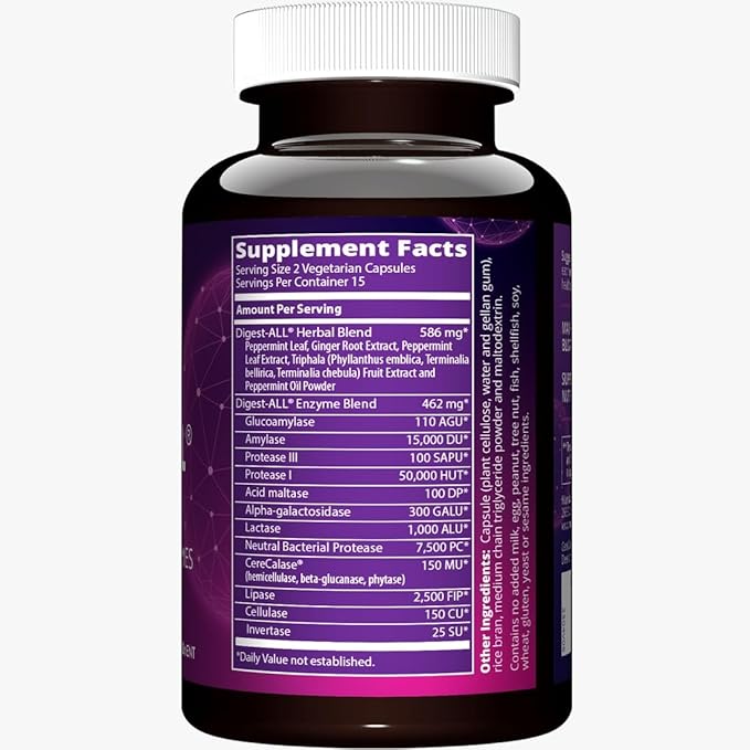 MRM Nutrition Digest-All ® | Digestive Enzymes | Improved digestion and absorption | Lactase + Amylase + Lipase | May help with bloating and gas | 100% Vegetarian | Gluten-Free | 15 servings