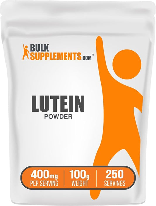 BulkSupplements.com Lutein Powder - from Marigold Flower Extract, Eye Supplement, Lutein 20mg - Antioxidant Source, Gluten Free, 400mg per Serving, 100g (3.5 oz) (Pack of 1)