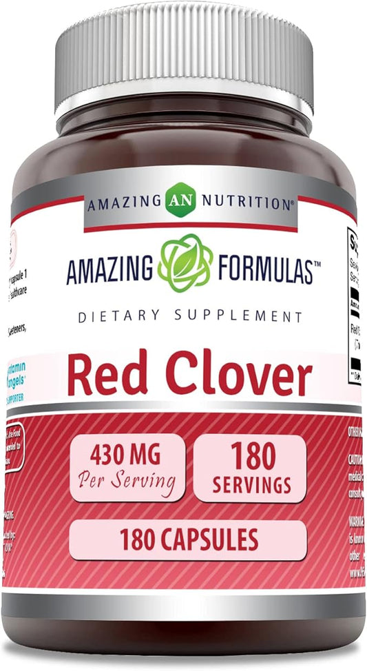 Amazing Formulas Red Clover Supplement | 430 Mg Per Serving | 180 Capsules | Non-GMO | Gluten Free | Made in USA