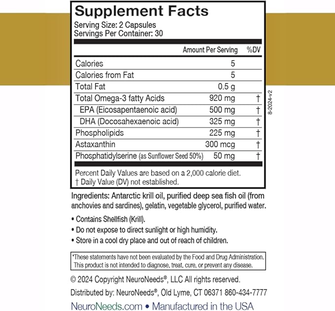 OmegaNeeds Omega-3 Fish Oil Supplement – 1000mg EPA & DHA Per Serving – Supports Brain, Eye, and Heart Health – Burpless, Ultra-Pure, Easy-to-Swallow Softgels – 60 Capsules