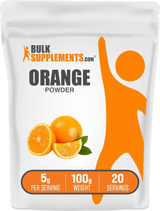 BulkSupplements.com Orange Powder - Orange Fruit Powder, Nutrient-Rich Flavoring - Gluten Free, 5g per Serving, 100g (3.5 oz) (Pack of 1)