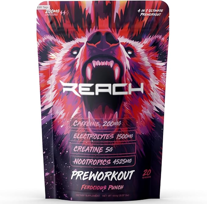 Pre Workout Supplement - Fitness Supplements, Workout Supplements - Energy Supplement for Men and Women - 200 mg Caffeine - Ferocious Punch